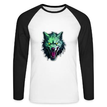 Wolf - Illustration - Unisex Long Sleeve Baseball T-Shirt - white/black - Front - Nik (191cm)