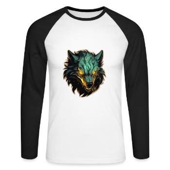 Wolf - Illustration - Unisex Long Sleeve Baseball T-Shirt - white/black - Front - Nik (191cm)