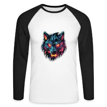 Wolf - Illustration - Unisex Long Sleeve Baseball T-Shirt - white/black - Front - Nik (191cm)