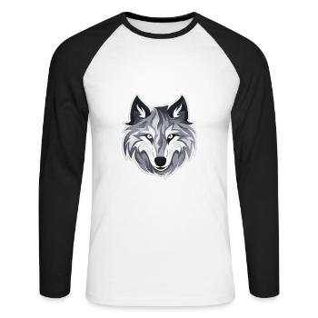 Wolf - Illustration - Unisex Long Sleeve Baseball T-Shirt - white/black - Front - Nik (191cm)