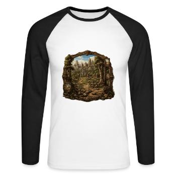 Paysage - Illustration - T-shirt baseball manches longues Homme - blanc/noir - Devant - Nik (191cm)