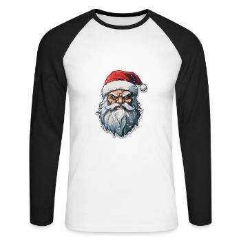 Père Noël - illustration - T-shirt baseball manches longues Homme - blanc/noir - Devant - Nik (191cm)