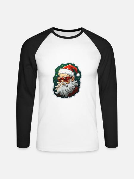 Santa Claus - illustration - Unisex Long Sleeve Baseball T-Shirt - white/black