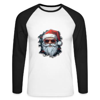 Père Noël - illustration - T-shirt baseball manches longues Homme - blanc/noir - Devant - Nik (191cm)