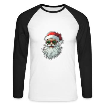 Père Noël - illustration - T-shirt baseball manches longues Homme - blanc/noir - Devant - Nik (191cm)
