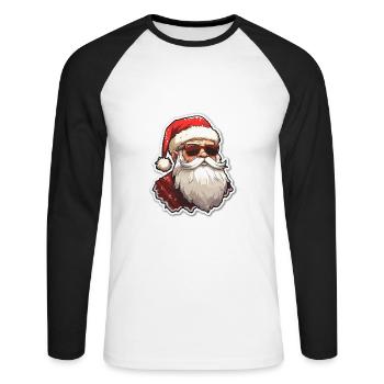Père Noël - illustration - T-shirt baseball manches longues Homme - blanc/noir - Devant - Nik (191cm)