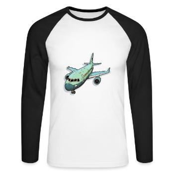 Airplane - illustration - Unisex Long Sleeve Baseball T-Shirt - white/black - Front - Nik (191cm)