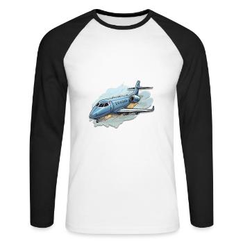 Airplane - illustration - Unisex Long Sleeve Baseball T-Shirt - white/black - Front - Nik (191cm)