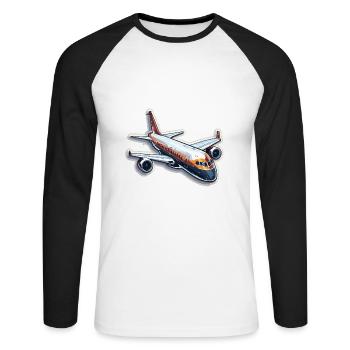Airplane - illustration - Unisex Long Sleeve Baseball T-Shirt - white/black - Front - Nik (191cm)