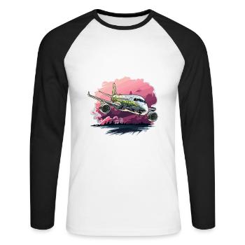 Airplane - illustration - Unisex Long Sleeve Baseball T-Shirt - white/black - Front - Nik (191cm)