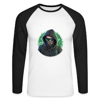 Ethical Hacker - Illustration - Unisex Baseballshirt langarm - Weiß/Schwarz - Vorne - Nik (191cm)