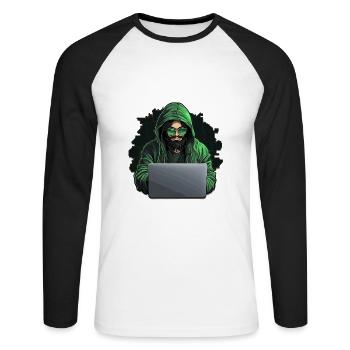 Hacker éthique - Illustration - T-shirt baseball manches longues Homme - blanc/noir - Devant - Nik (191cm)