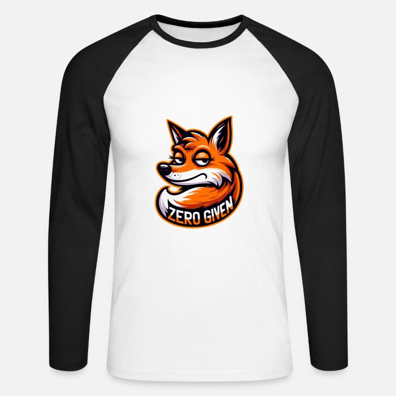 Zero Given - Fuchs Illustration - Unisex Baseballshirt langarm - Weiß/Schwarz