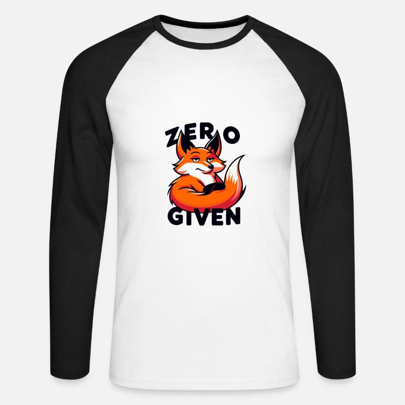 Zero Given - Fox Illustration - Unisex Long Sleeve Baseball T-Shirt - white/black