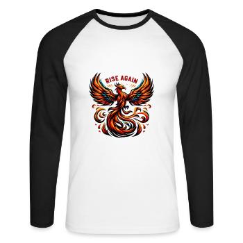 Rise Again - Phoenix Illustration - Unisex Long Sleeve Baseball T-Shirt - white/black - Front - Nik (191cm)