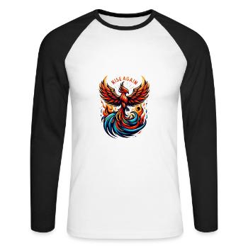 Rise Again - Phoenix Illustration - Unisex Long Sleeve Baseball T-Shirt - white/black - Front - Nik (191cm)