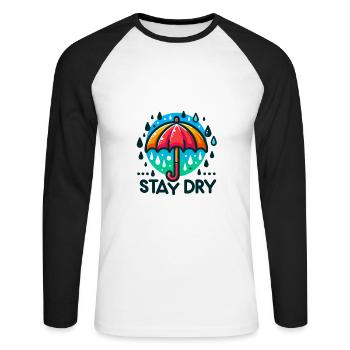 Stay Dry - Umbrella Illustration - Unisex Long Sleeve Baseball T-Shirt - white/black - Front - Nik (191cm)