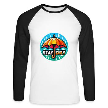 Stay Dry - Umbrella Illustration - Unisex Long Sleeve Baseball T-Shirt - white/black - Front - Nik (191cm)