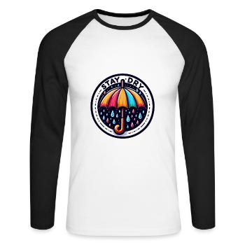 Stay Dry - Umbrella Illustration - Unisex Long Sleeve Baseball T-Shirt - white/black - Front - Nik (191cm)
