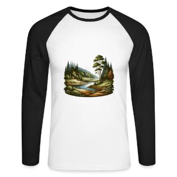 Landscape - Illustration - Unisex Long Sleeve Baseball T-Shirt - white/black - Front - Nik (191cm)