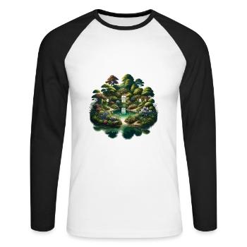 Landscape - Illustration - Unisex Long Sleeve Baseball T-Shirt - white/black - Front - Nik (191cm)