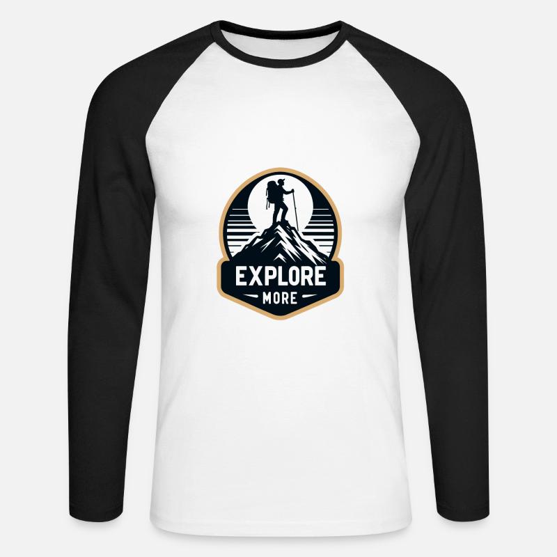 Explore more - Wanderer - Unisex Baseballshirt langarm - Weiß/Schwarz