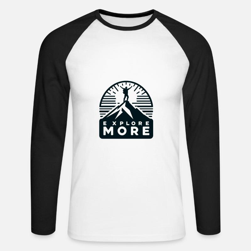 Explore more - Wanderer - Unisex Baseballshirt langarm - Weiß/Schwarz