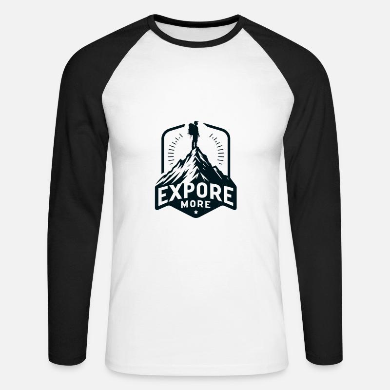 Explore more - Wanderer - Unisex Baseballshirt langarm - Weiß/Schwarz