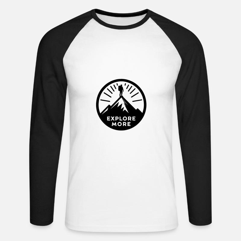 Explore more - Wanderer - Unisex Baseballshirt langarm - Weiß/Schwarz