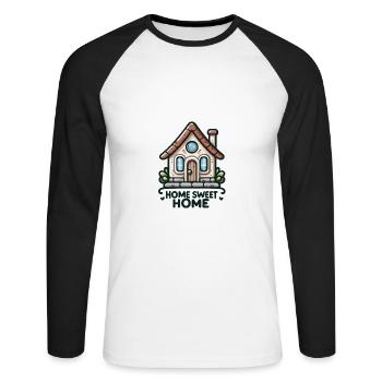 Home Sweet Home - House Illustration - Unisex Long Sleeve Baseball T-Shirt - white/black - Front - Nik (191cm)