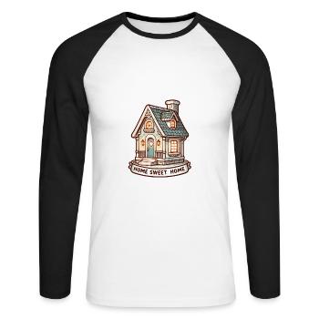 Home Sweet Home - House Illustration - Unisex Long Sleeve Baseball T-Shirt - white/black - Front - Nik (191cm)
