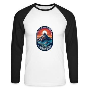 Mountain High - Berg Illustration - Unisex Long Sleeve Baseball T-Shirt - white/black - Front - Nik (191cm)