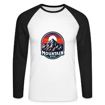 Mountain High - Berg Illustration - Unisex Long Sleeve Baseball T-Shirt - white/black - Front - Nik (191cm)