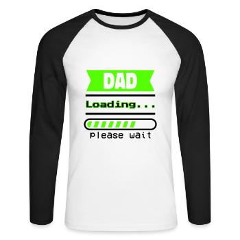 Cadeau Fête des Pères – Papa charge... - T-shirt baseball manches longues Homme - blanc/noir - Devant - Nik (191cm)