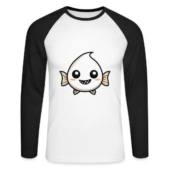 Piranha Fische Halloween Lustig Geist - Unisex Baseballshirt langarm - Weiß/Schwarz - Vorne - Nik (191cm)