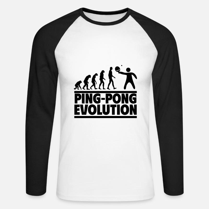 Ping-Pong Evolution - Unisex Baseballshirt langarm - Weiß/Schwarz