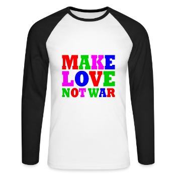 Make love not war - T-shirt baseball manches longues Homme - blanc/noir - Devant - Nik (191cm)