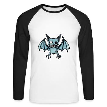 Bat Halloween Funny Zombie - Unisex Long Sleeve Baseball T-Shirt - white/black - Front - Nik (191cm)