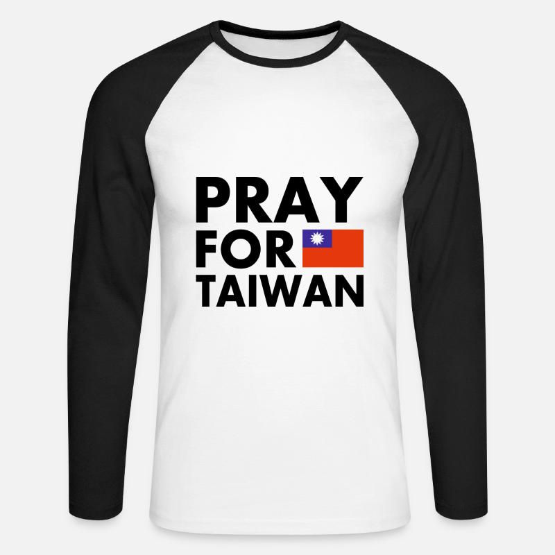 Pray for taiwan - Unisex Baseballshirt langarm - Weiß/Schwarz