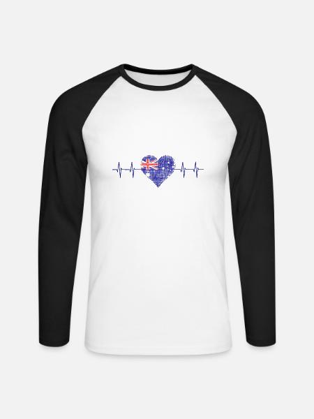 Australia, Down Under - Unisex Baseballshirt langarm - Weiß/Schwarz