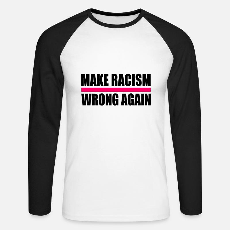 make racism wrong again - Unisex Baseballshirt langarm - Weiß/Schwarz
