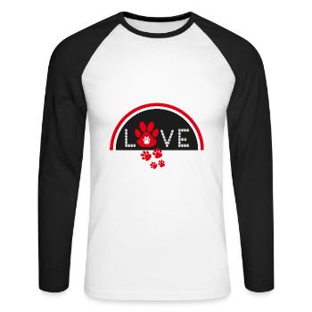 Hundepfoten mit Liebe für alle Hundefreunde. - Unisex Baseballshirt langarm - Weiß/Schwarz - Vorne - Nik (191cm)