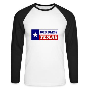 God bless texas - Unisex Baseballshirt langarm - Weiß/Schwarz - Vorne - Nik (191cm)