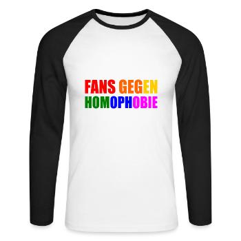 fans gegen homophobie - Unisex Baseballshirt langarm - Weiß/Schwarz - Vorne - Nik (191cm)