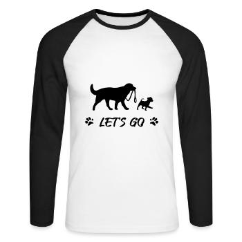 Dogs go for a walk - Unisex Long Sleeve Baseball T-Shirt - white/black - Front - Nik (191cm)