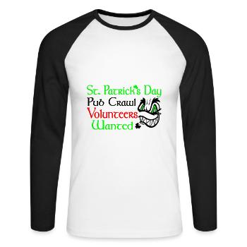 St Patrick's Day unique design - Unisex Long Sleeve Baseball T-Shirt - white/black - Front - Nik (191cm)