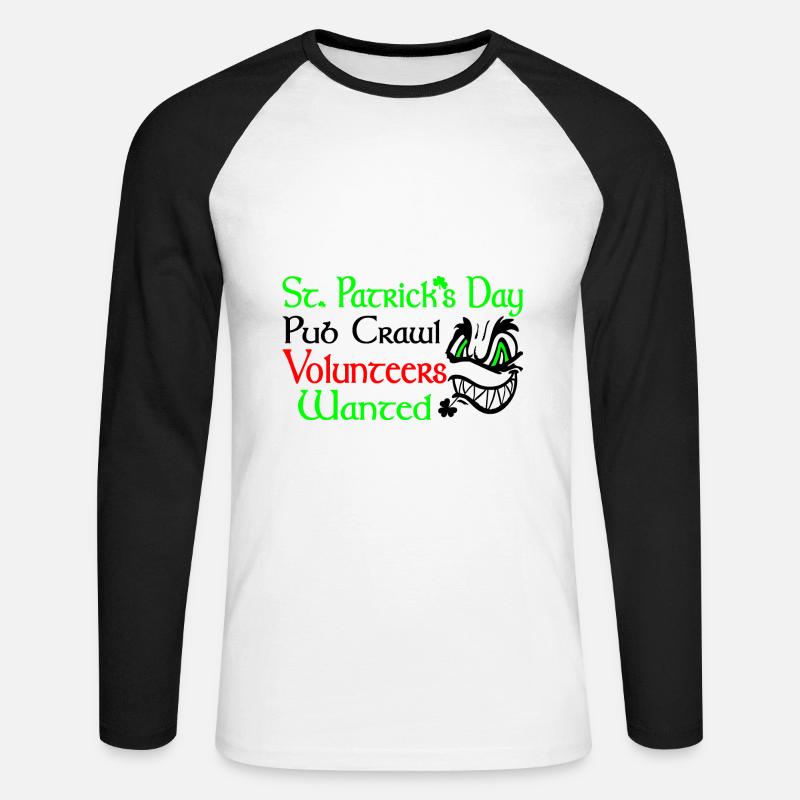 Einzigartiges Design zum St. Patrick's Day - Unisex Baseballshirt langarm - Weiß/Schwarz