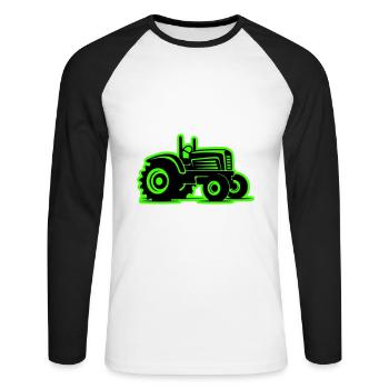 Icône de l’agriculture tracteur - T-shirt baseball manches longues Homme - blanc/noir - Devant - Nik (191cm)