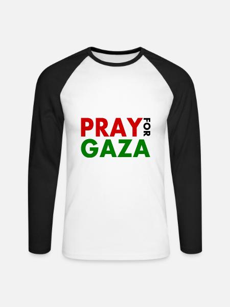 Pray for gaza - Unisex Baseballshirt langarm - Weiß/Schwarz