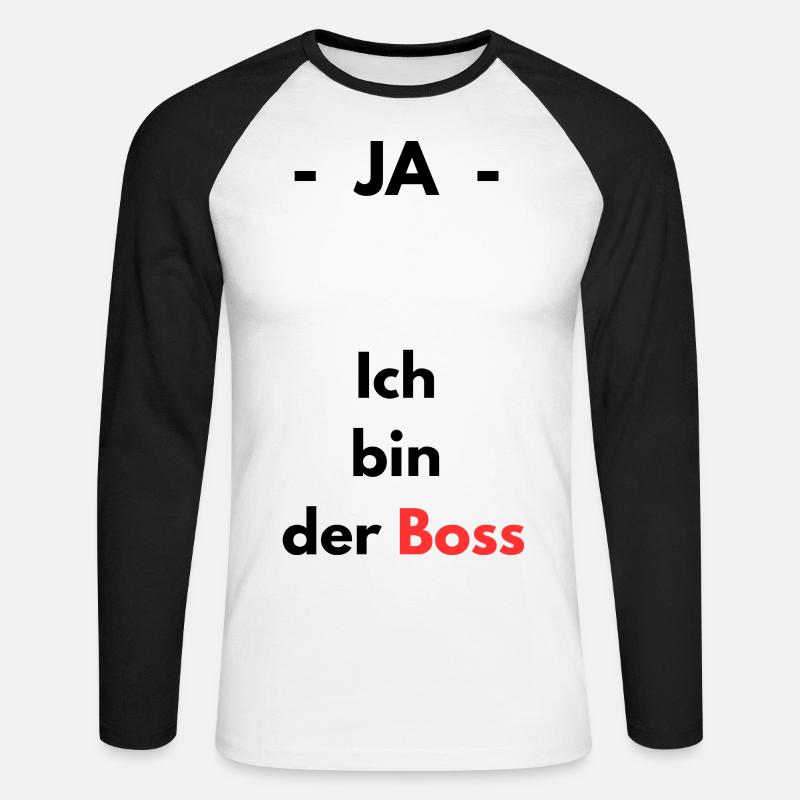 Ja - ich bin der Boss - Unisex Baseballshirt langarm - Weiß/Schwarz